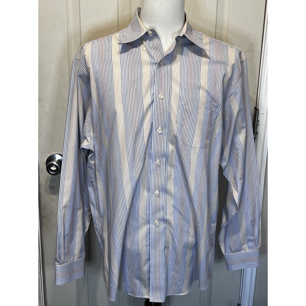 Brooks Brother Button Up Polo Shirt Multicolored Stripes Large‎ Dress Or Casual